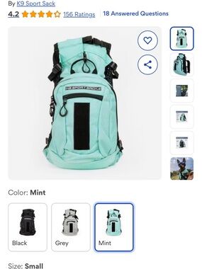 K9 Sport Sack Plus 2 Forward Facing Dog Carrier Backpack, Mint, Small